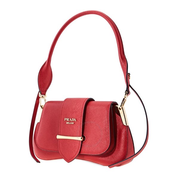 Sidonie leather Shoulder Bag- Red