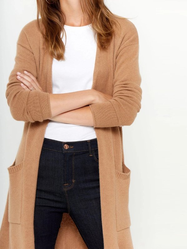 Open Front Cashmere Long Cardigan