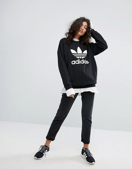 adidas Originals Trefoil Sweatshirt In Black at asos.com