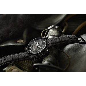 Alpina Startimer Pilot Black Dial Grey Fabric Strap Men's Watch AL-372B4S6