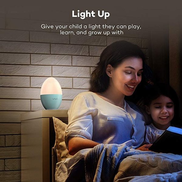 Night Lights for Kids, Baby Night light with Free Stickers, Eye Caring LED Nursery Lamp, Safe ABS+PC, Adjustable Brightness and Warm White/ Cool White Color, 80 hours Runtime - Blue