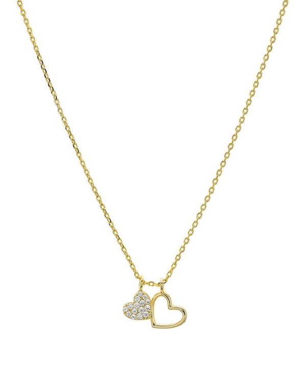 Double Heart Pendant Necklace in 14K Gold-Plated Sterling Silver or Sterling Silver, 16" - 100% Exclusive