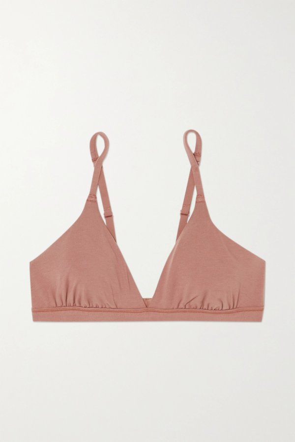 Cotton Collection 2.0 cotton-blend jersey bralette - Rose Clay