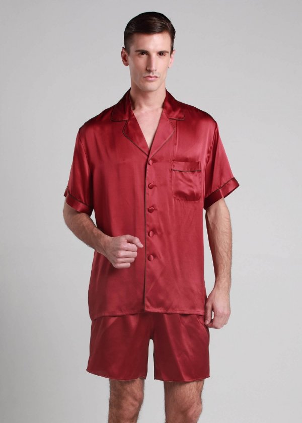 22 Momme Contrast Trim Short Silk Pajama Set