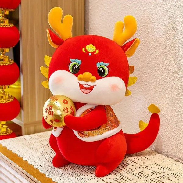 2024 Luck Dragon Sends Good Wishes Mascot Dragon Doll Plush Toy Zodiac Doll New Year Cloth Doll Company Annual Meeting Decoration Spring Festival Gift