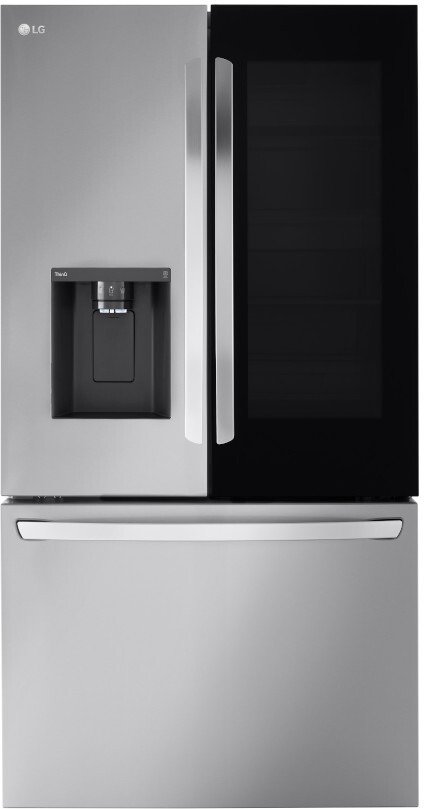 LG LRFOC2606S 36 Inch Counter-Depth MAX™ Smart French Door Refrigerator with Extra Large 26 cu. ft. Total Capacity, WiFi, Edge-to-Edge InstaView® Design, ThinQ®, Slim SpacePlus® Ice System, Dual Ice Makers, Door Cooling+, Cool Guard Interior, Sabbath Mode, and ENERGY STAR® Certified