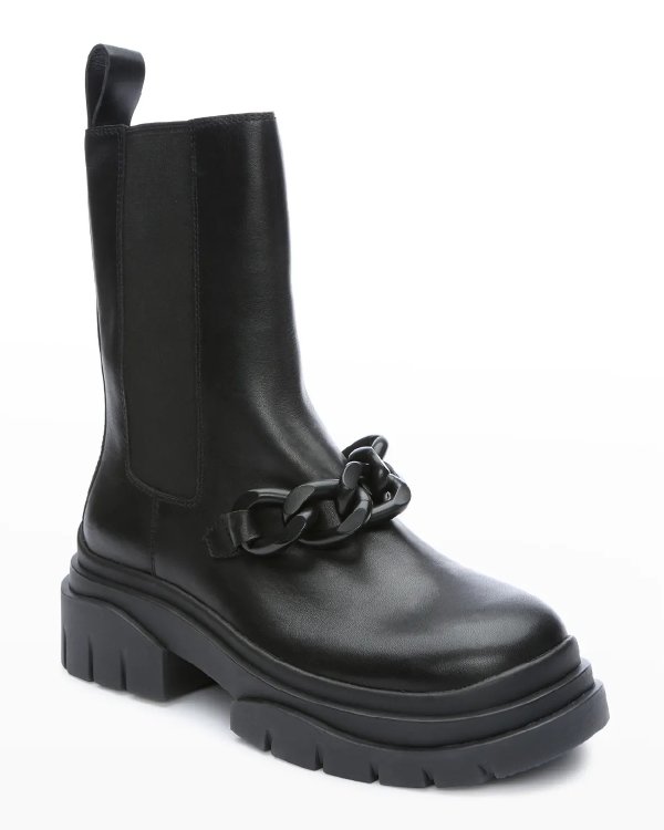 Storm Leather Chain Chelsea Boots