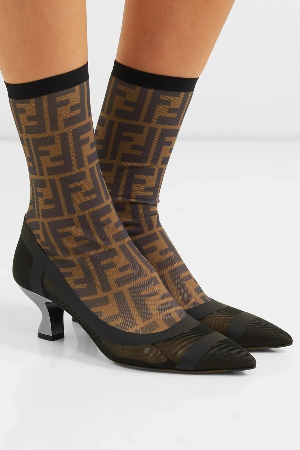 Printed stretch-mesh sock boots