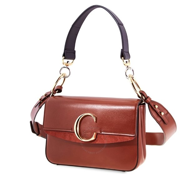 Small C Double Carry Bag- Sepia Brown