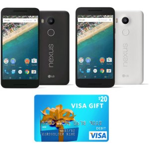 LG Google Nexus 5X Unlocked 16GB Smartphone (H790) & $20 Visa Gift Card