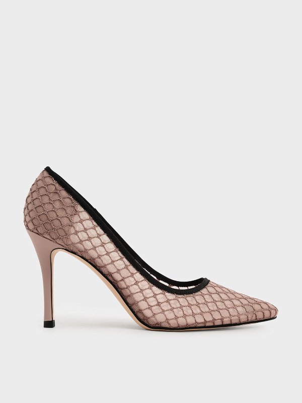 Nude Mesh Stiletto Pumps | CHARLES &amp; KEITH