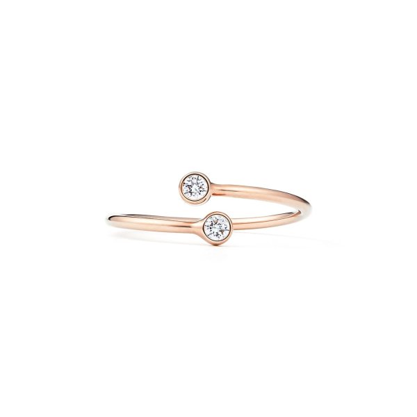Elsa Peretti® Diamond Hoop ring in 18k rose gold with diamonds. | Tiffany & Co.