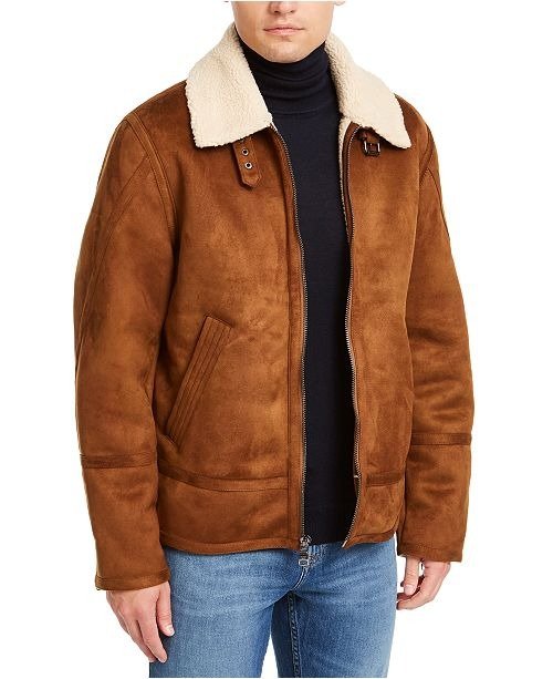 Men's Faux Short Shearling Jacket, Created For Macy's