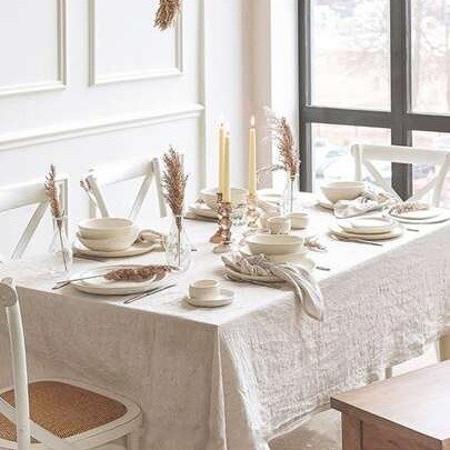 Solid Minimalist Tablecloth, White Simple Polyester Table Cover For Dining Room