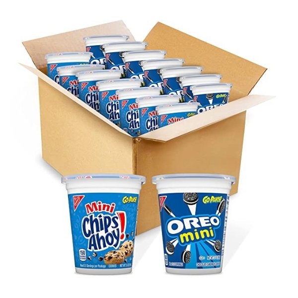 Mini Cookies & CHIPS AHOY! Mini Cookies Go-Cup Cookies Variety Pack, 14 Go-Paks (assortment may vary)