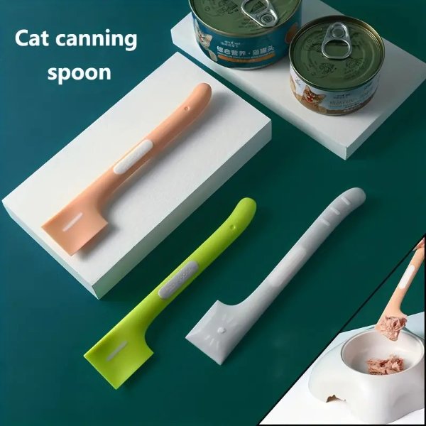 Pet Canned Spoon Silicone Cat Food Spatula For Dog And Cat Feeding Supply, Multifunctional Long Handled Pet Wet Food Mixing Spoon Pet Tableware