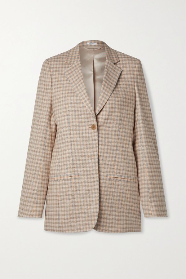 Checked cotton-blend tweed blazer