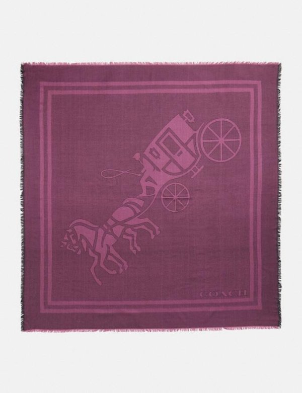 Horse and Carriage Print Jacquard Oversized Square Scarf