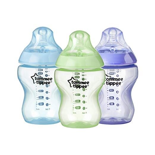 Closer to Nature Color My World Baby Bottle, Anti-Colic Valve, Breast-like Nipple for Natural Latch, BPA-Free - Boy, Blue/Green/Purple, Slow Flow, 9 Ounce, 3 Count