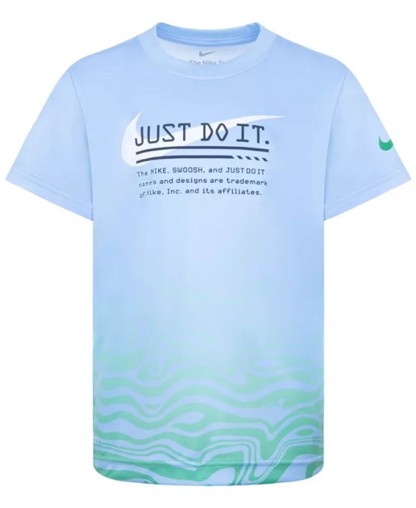 Little Boys Just Do It Text Waves Short Sleeves T-shirt