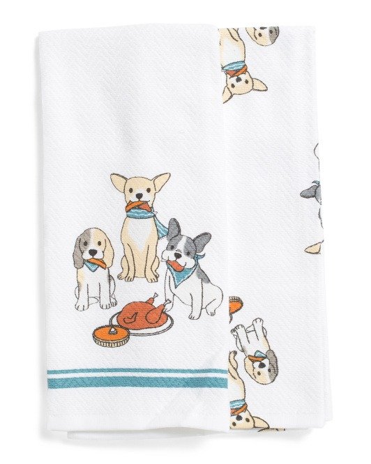 Set Of 2 Doggy Harvest Dinner Kitchen Towels