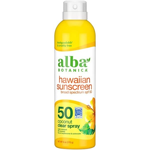 Hawaiian Sunscreen Clear Spray, SPF 50, Coconut, 6 Oz