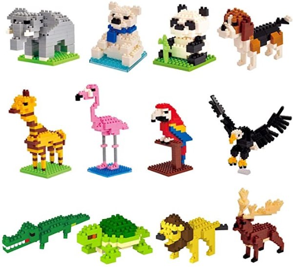 12PCS Party Favors for Kids Mini Animals Building Blocks for Kids Prizes Birthday Gifts Goodie Bag Fillers