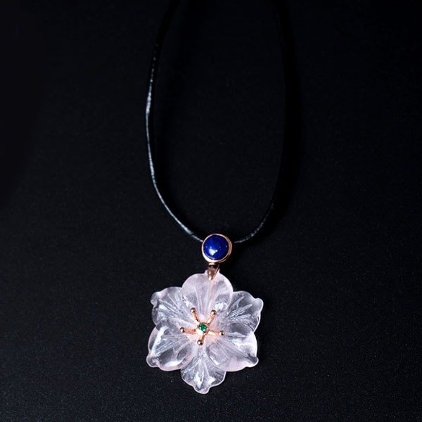 Pink Crystal Sakura Necklace from Apollo Box