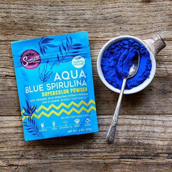 Foods – Organic Aqua Blue Spirulina Supercolor Powder, 2oz – Natural Blue Spirulina Food Coloring Powder, Plant Based, Vegan, Gluten Free, Non-GMO