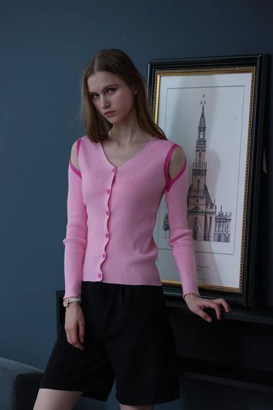Pink Contrast Soft Knit Top