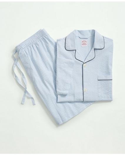 Cotton Seersucker Shorts Pajamas