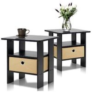 Furinno End Table Bedroom Night Stand, Set of 2