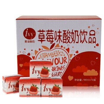 泰国进口 爱谊草莓味酸奶180ml*12