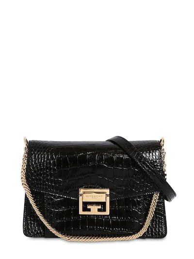 SMALL GV3 CROC EMBOSSED LEATHER BAG