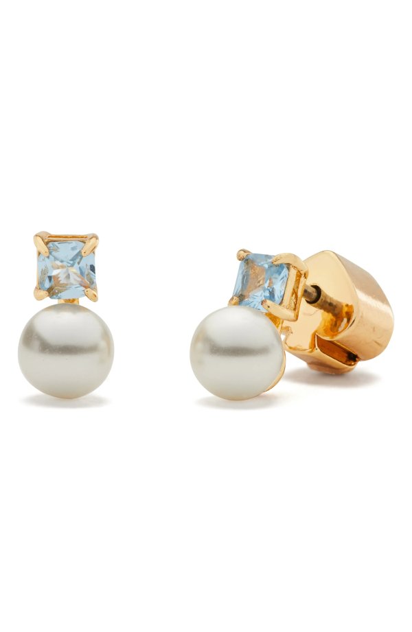 imitation pearl & stone mini stud earrings