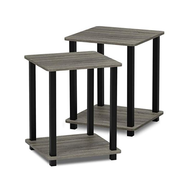 Furinno 12127GYW/BK Simplistic End Table, French Oak Grey/Black