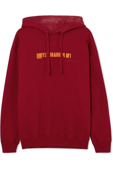Embroidered cotton-blend jersey hoodie