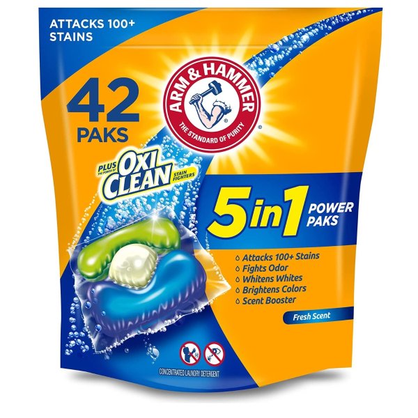 Plus OxiClean 5-in-1 Laundry Detergent Power Paks, 42 Count