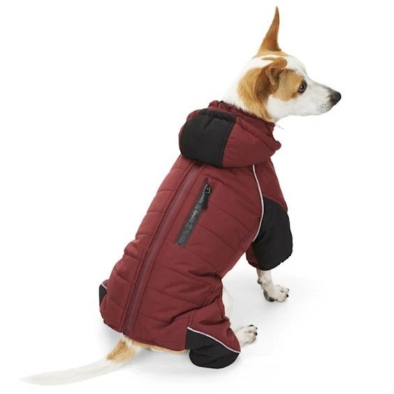 Reddy PrimaLoft Superior Insulation Burgundy Dog Snowsuit, XX-Small | Petco