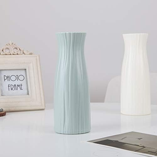Ceramic Look Plastic Vase - Unbreakable Vase for Flowers (Narrow Seashell White)