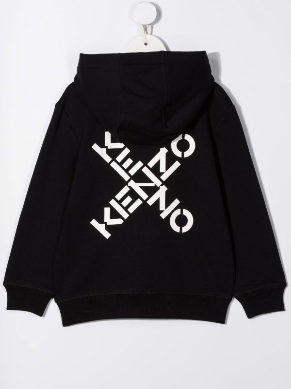 zipped logo-print hoodie