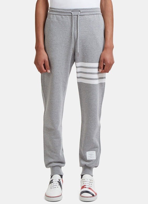 4 Bar Jersey Track Pants in Light Grey