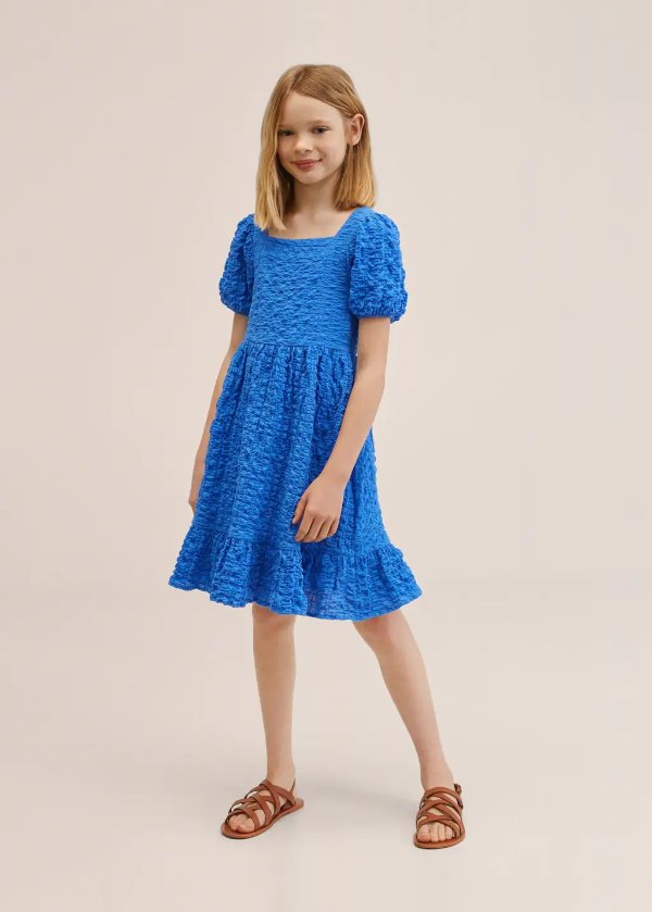 Textured cotton-blend dress - Girls | MANGO OUTLET USA
