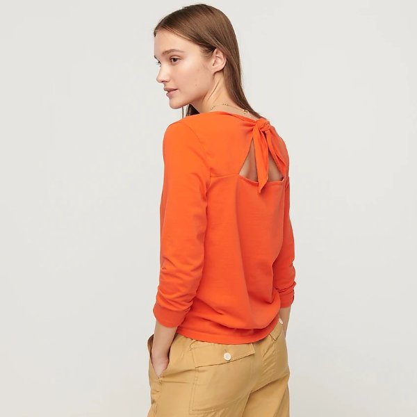 Long-sleeve tie-back T-shirt in Mariner cloth