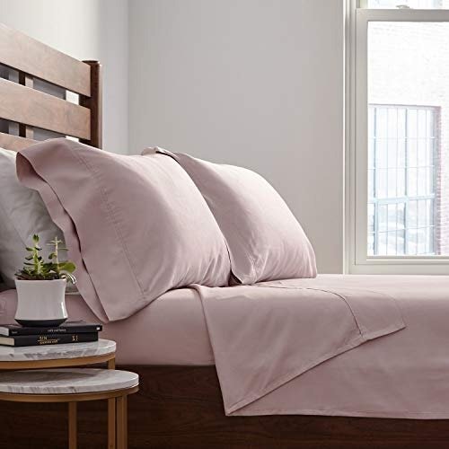 Cotton Tencel Bed Sheet Set, Soft and Breathable, California King, Lilac