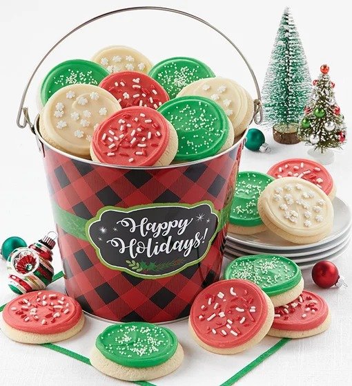 Happy Holidays Check Cookie Pail from 1-800-FLOWERS.COM