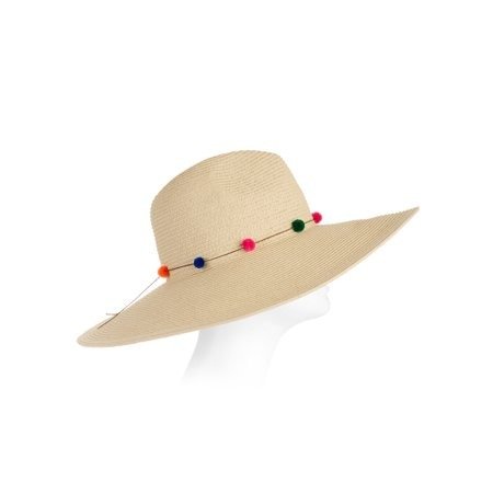 Women's Continental Straw Sunhat with Poms