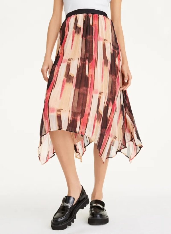 Asymmetrical Pleated Skirt - DKNY