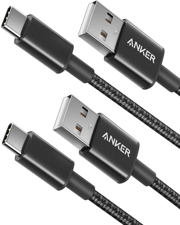 Premium Nylon USB-C to USB-A Cable 2-Pack