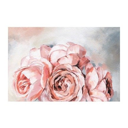 Pink Rose Bouquet Wrapped Canvas Painting Print